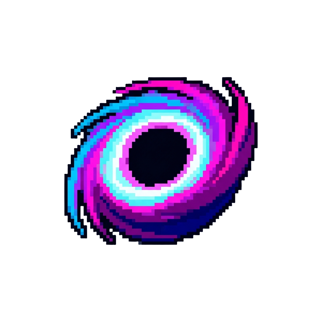 A Glowing Cosmic Black Hole Vortex with Neon Spiral Tendrils