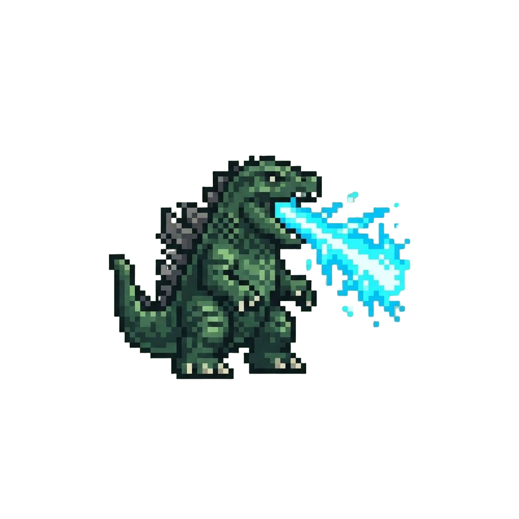 A Radiant Atomic Reptilian Titan Unleashing Neon Blue Plasma Breath
