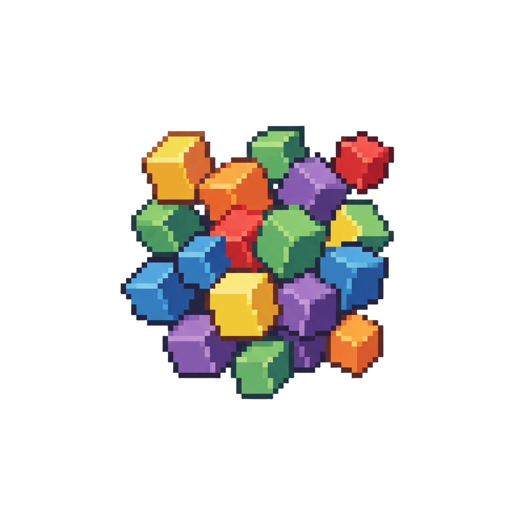 A Burst of Colorful Foam Cubes