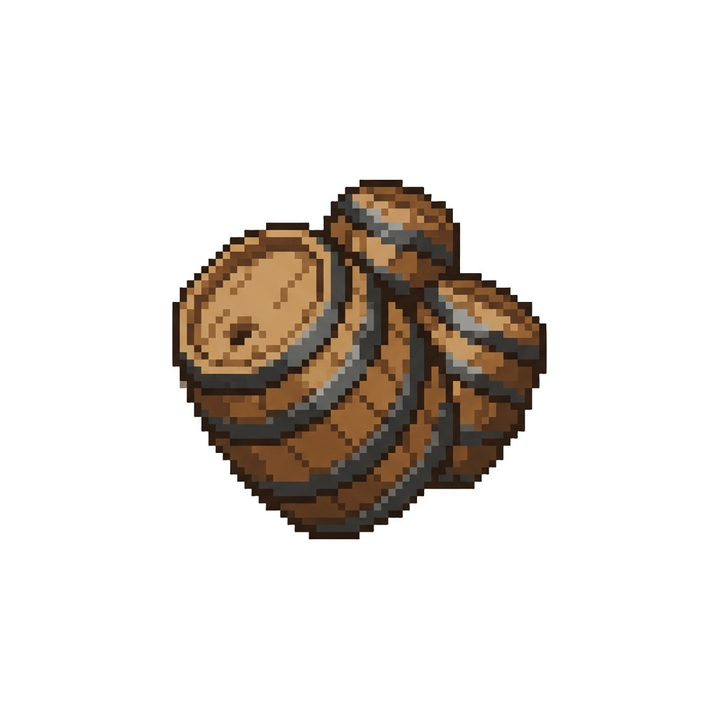 A Cluster of Rolling Wooden Barrels