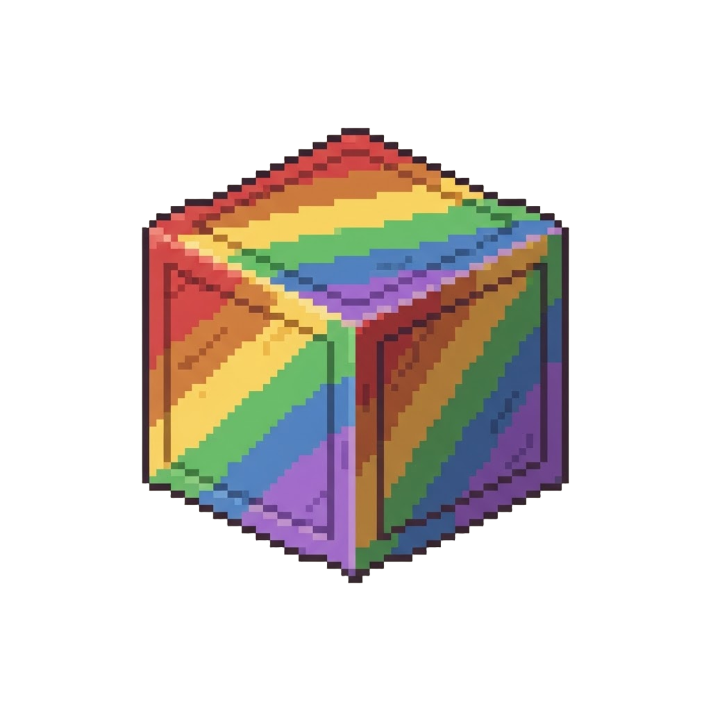 A Rainbow-striped Wooden Block