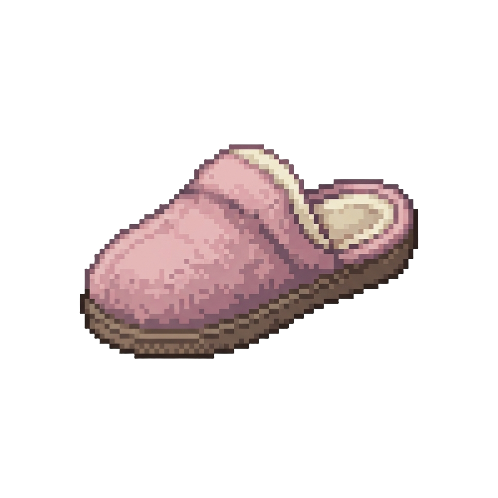 A Dusty Single Pink Fuzzy Slipper