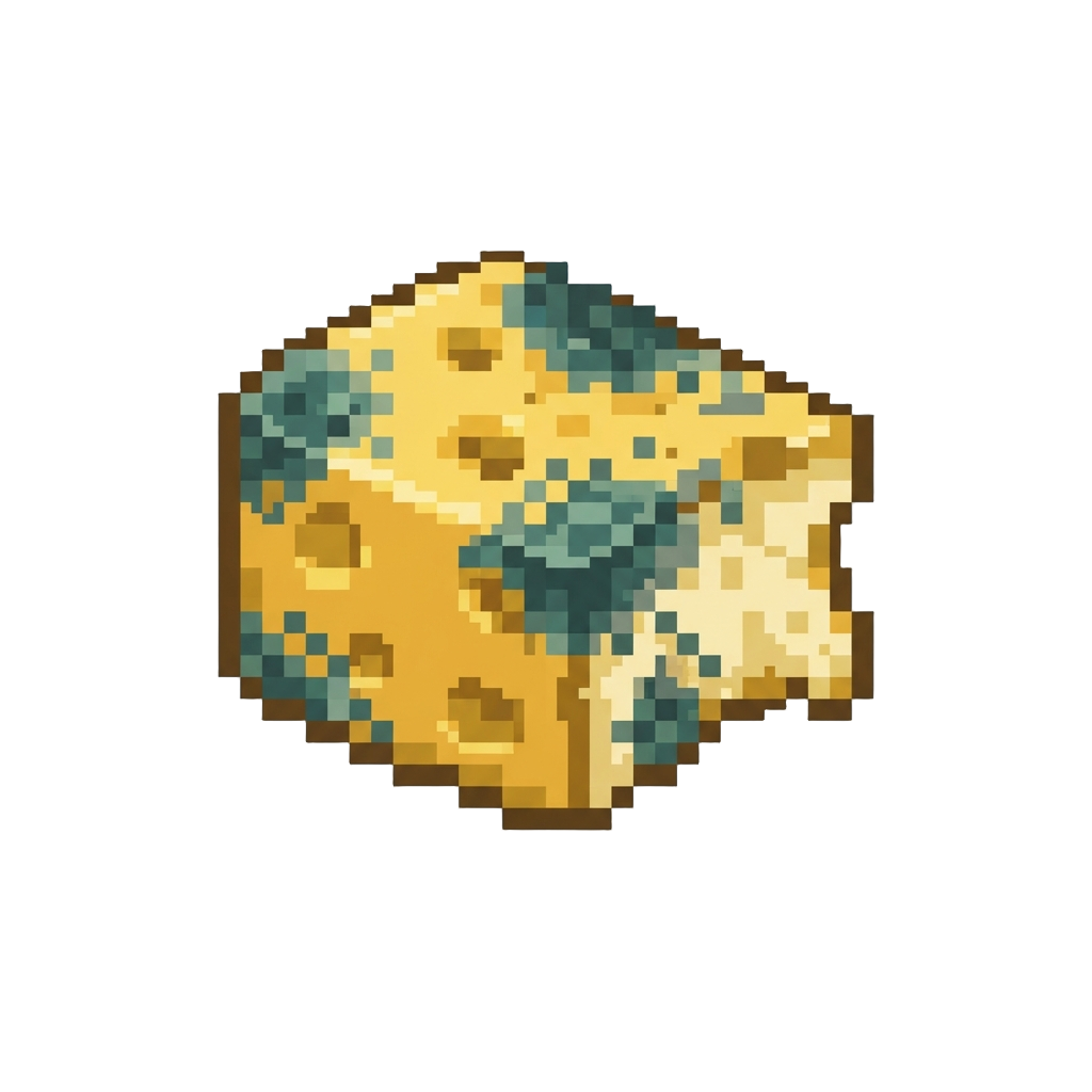 A Half-eaten Moldy Slice of Prop Cheese