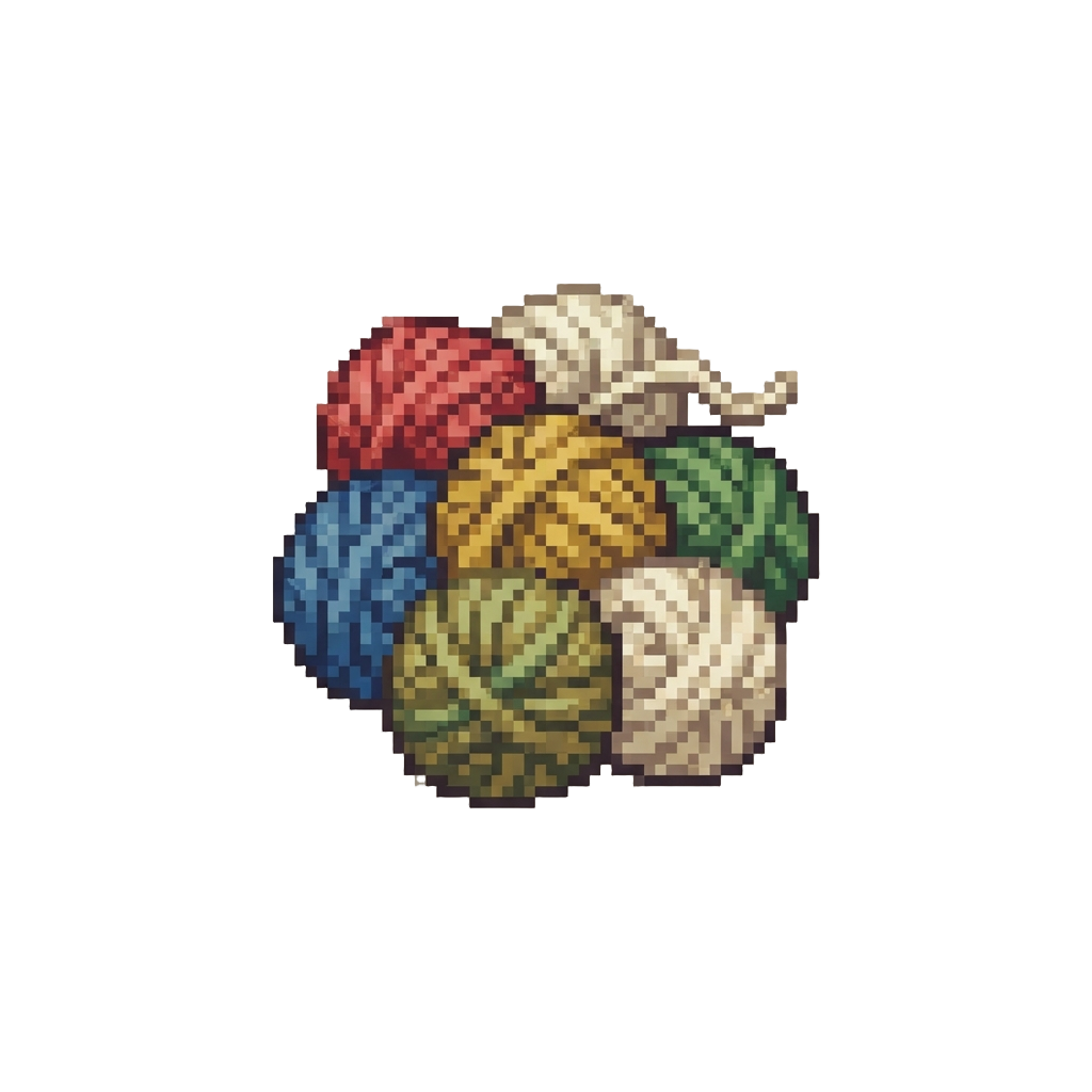 A Tangle of Old Colorful Yarn Balls