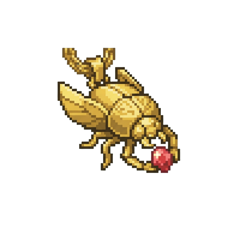 A Radiant Golden Scarab Amulet