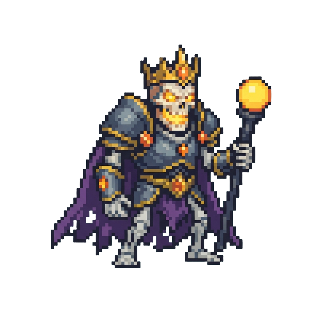 A Towering Glowing Skeleton King Figure