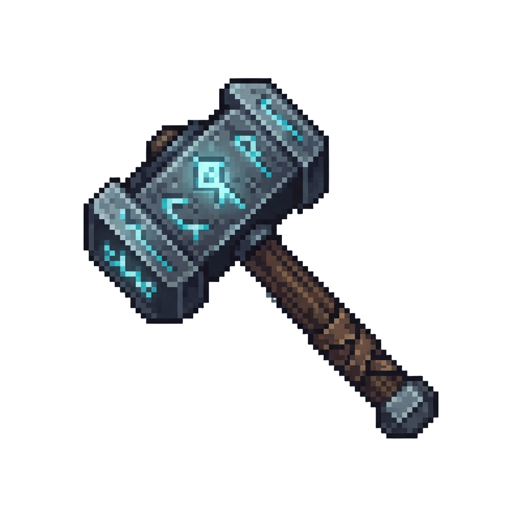 A Glowing Rune-carved Warhammer