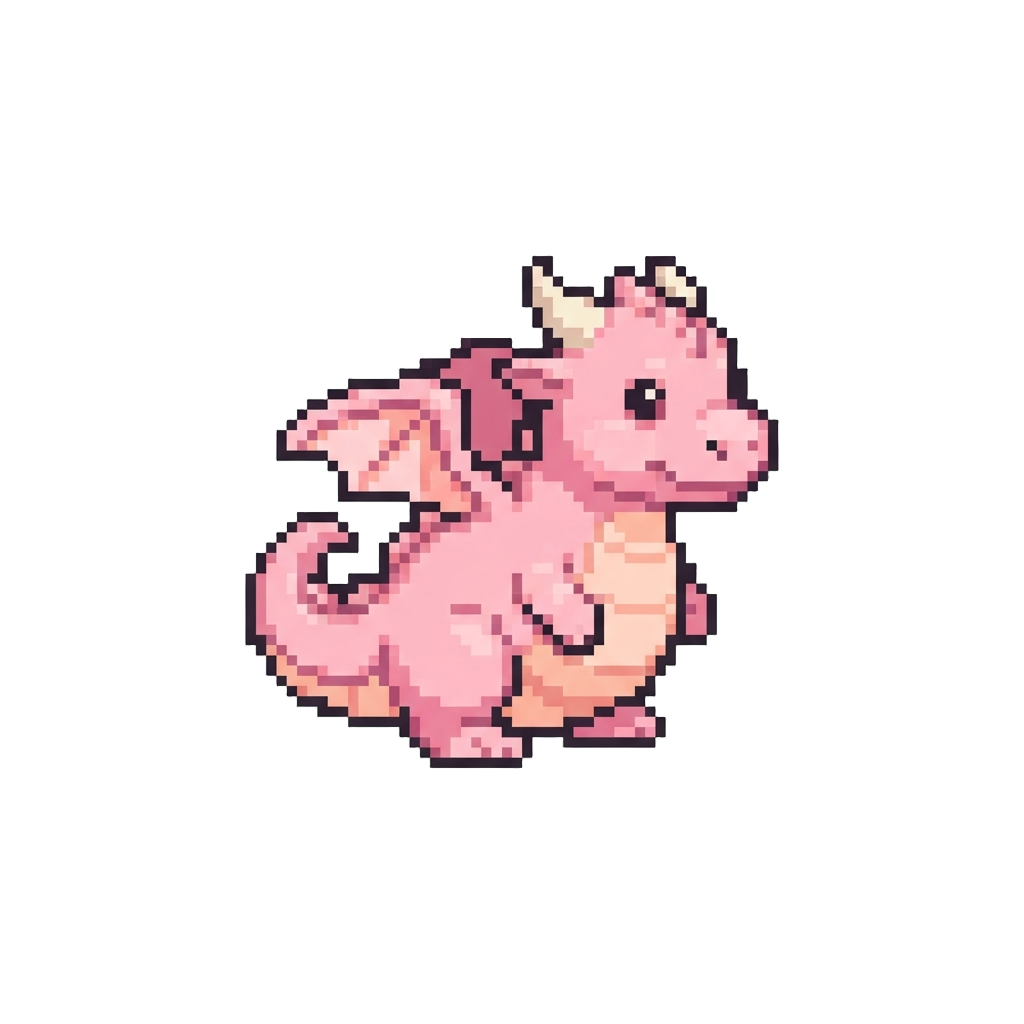 A Chubby Pastel Pink Baby Dragon