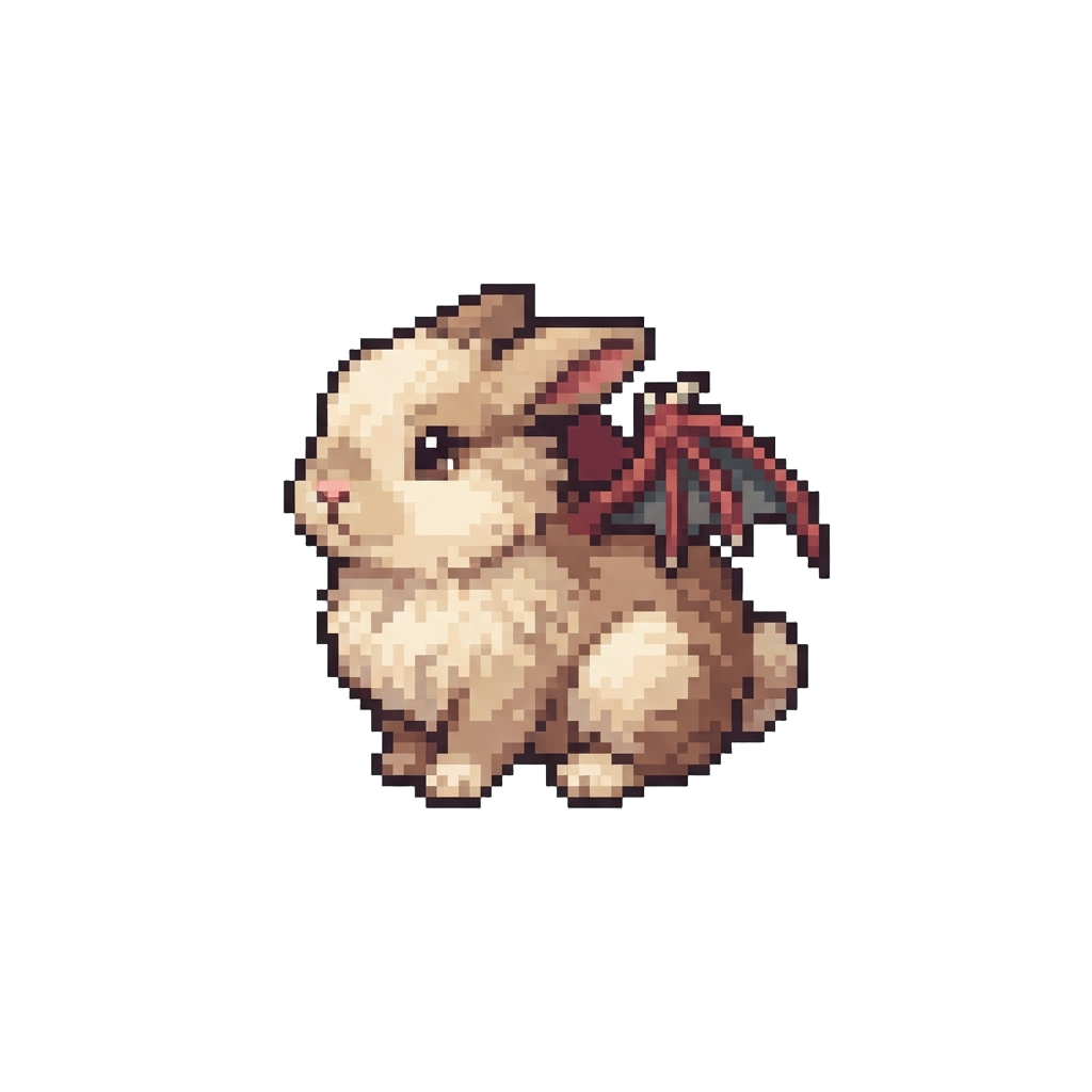 A Tiny Fluffy Bunny with Dragon Wings