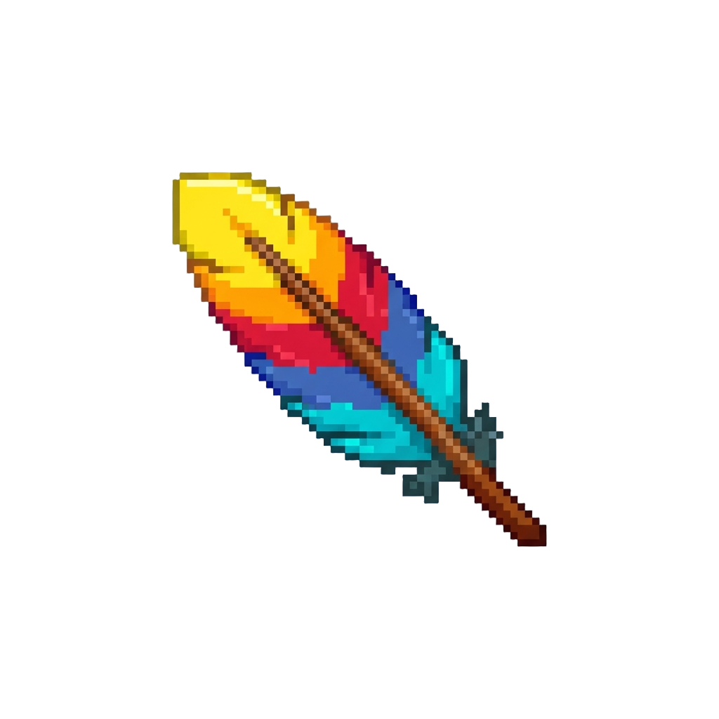 A Single Floating Colorful Feather