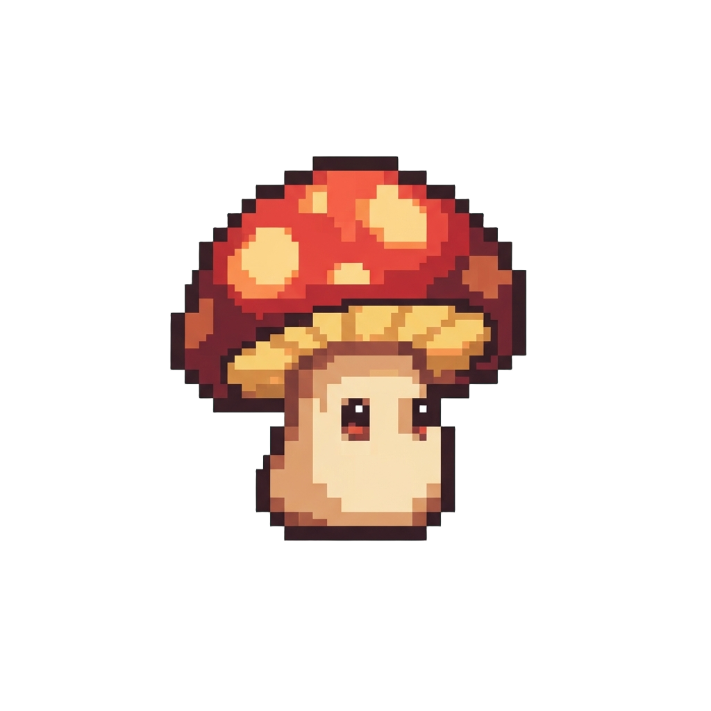 A Miniature Glowing Mushroom with Eyes