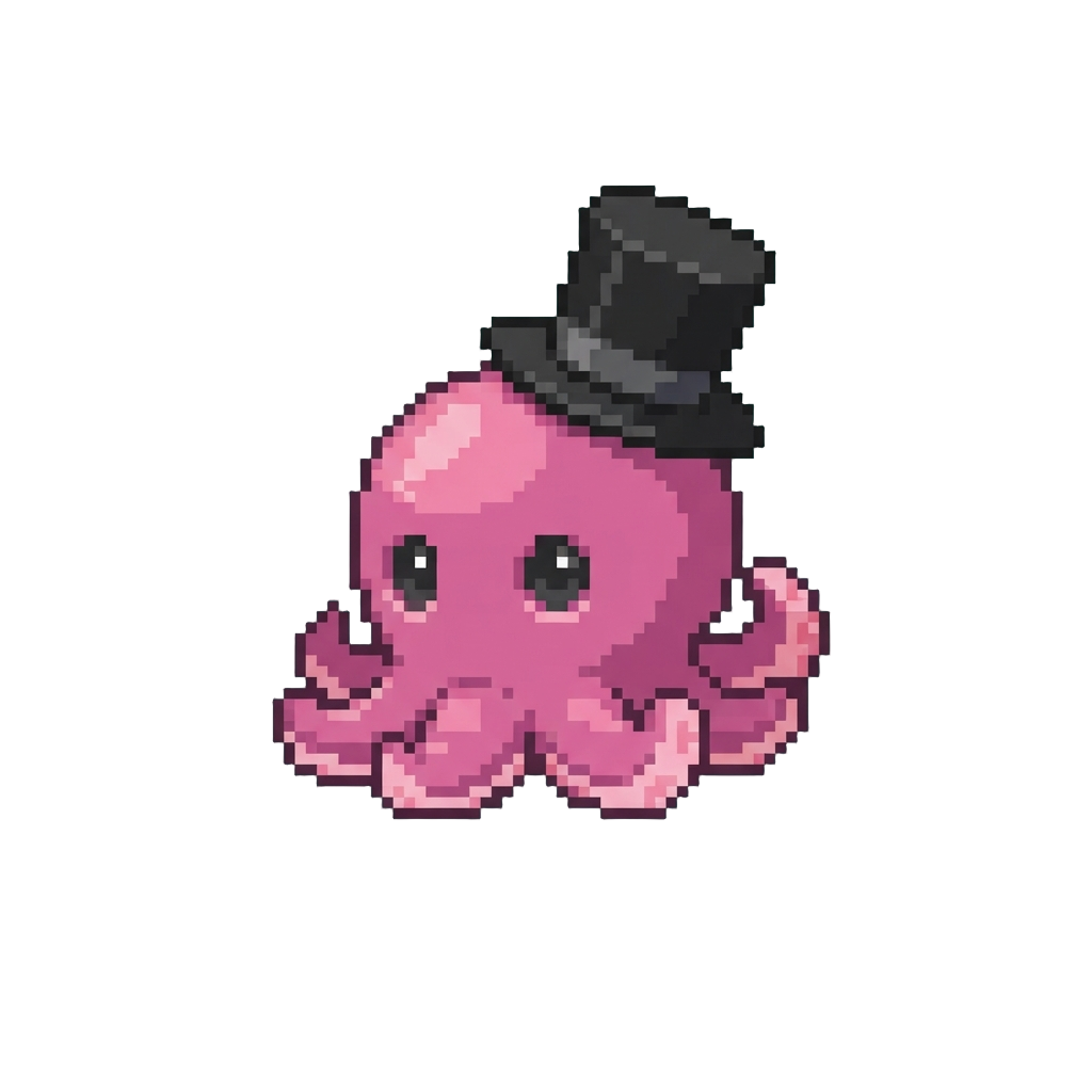A Squishy Octopus Wearing a Top Hat