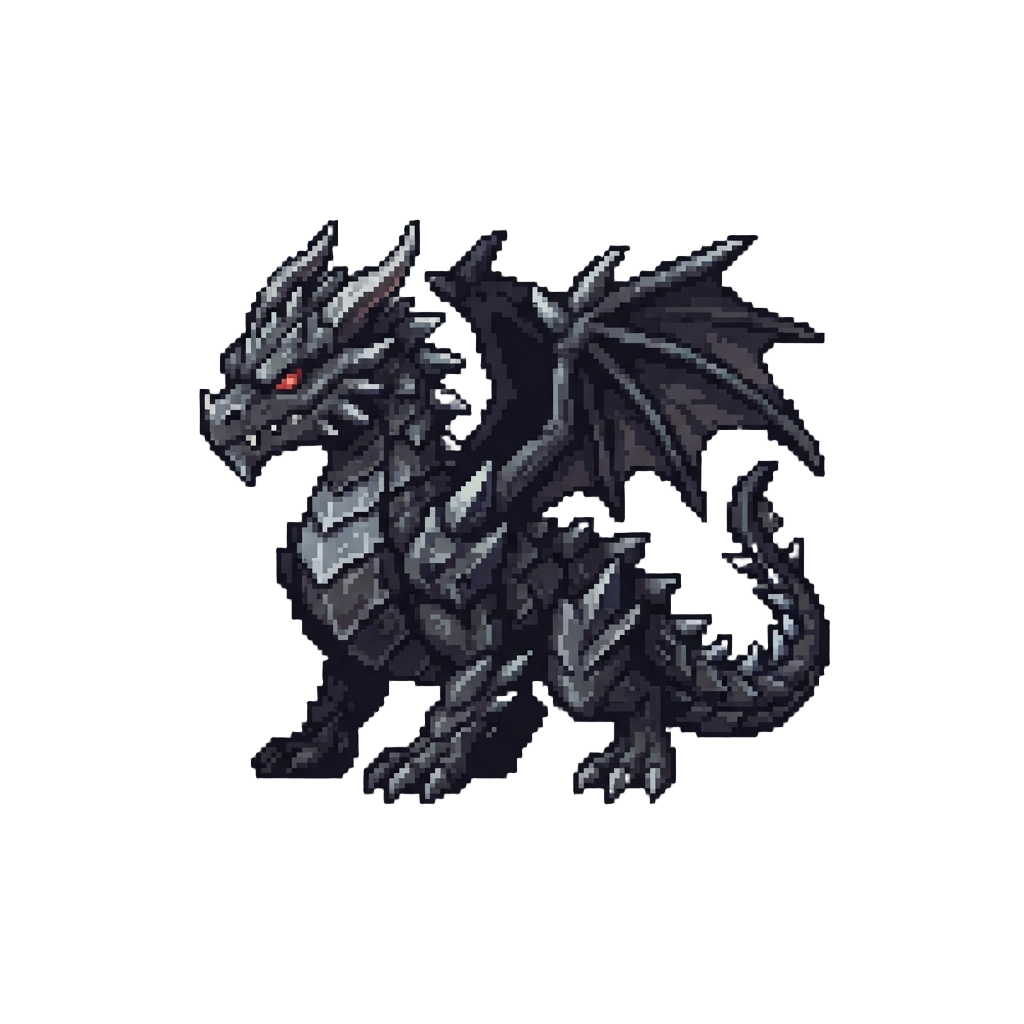A Spiky Obsidian Demon Dragon
