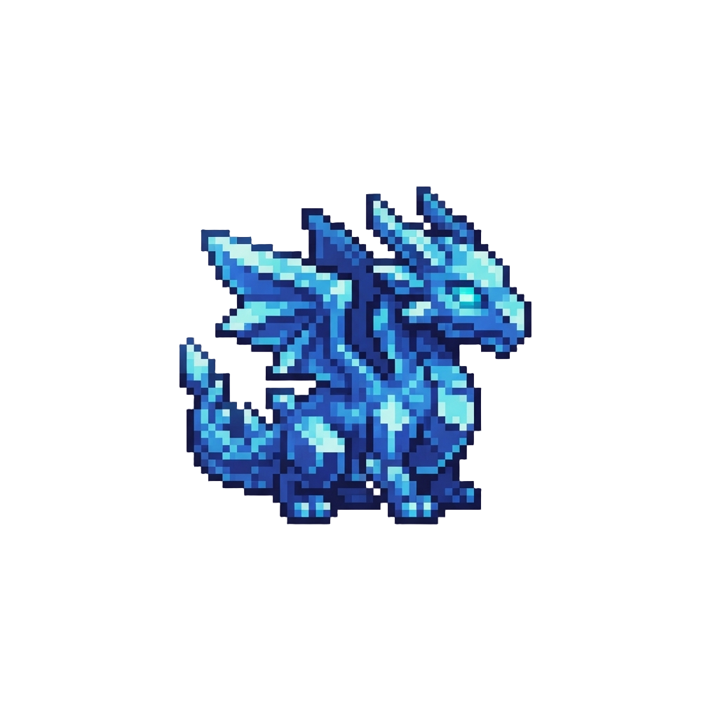 A Glowing Sapphire Crystal Dragon