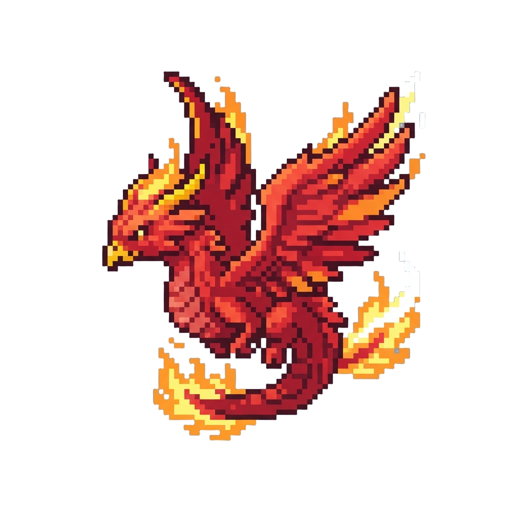 A Flaming Crimson Phoenix Dragon