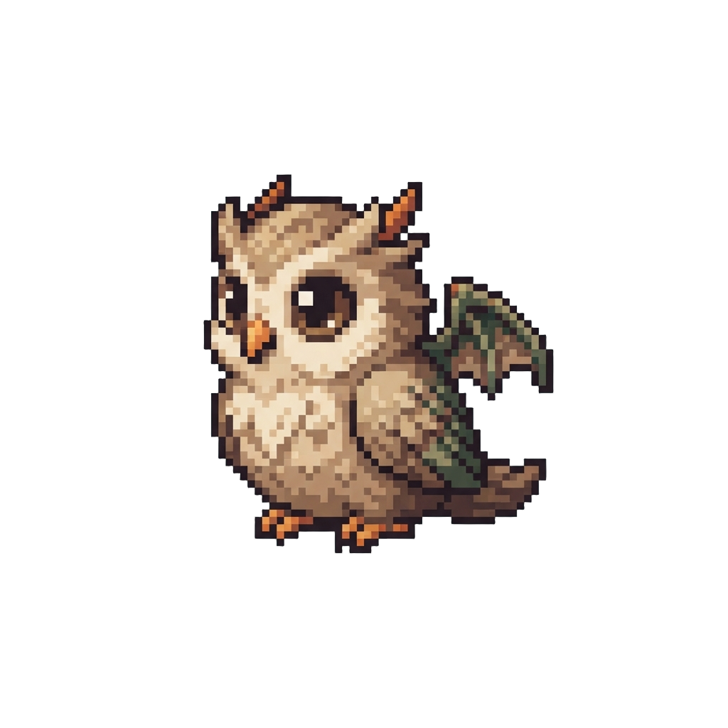 A Baby Owl-dragon with Oversized Eyes