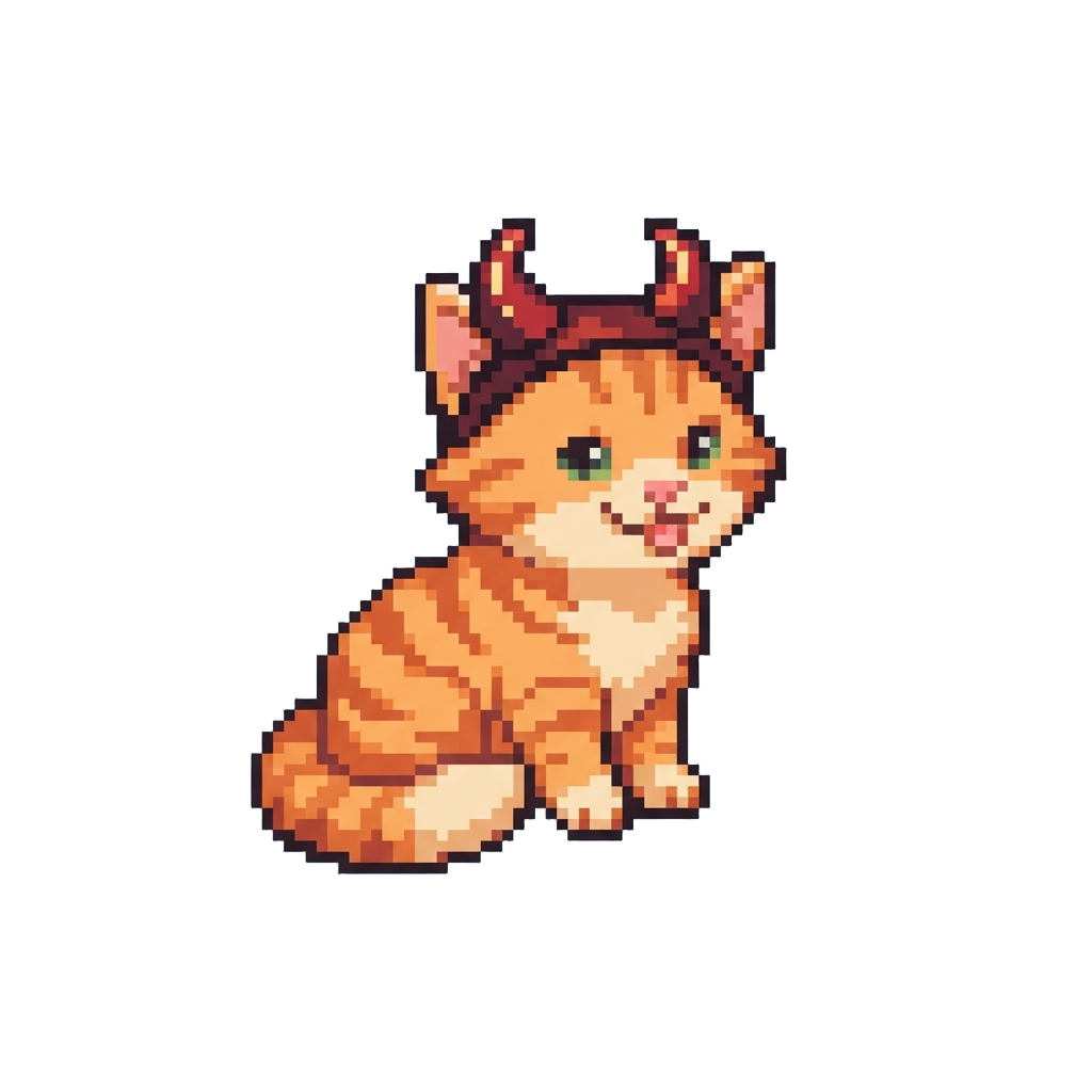A Playful Kitten Wearing Fake Dragon Horns
