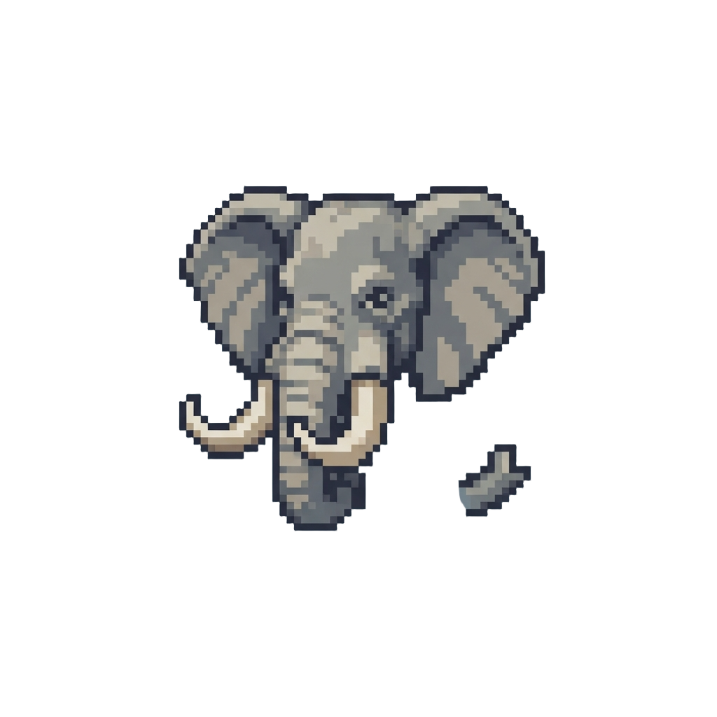 A Colossal Elephant Head with Large Ears and a Long Trunk