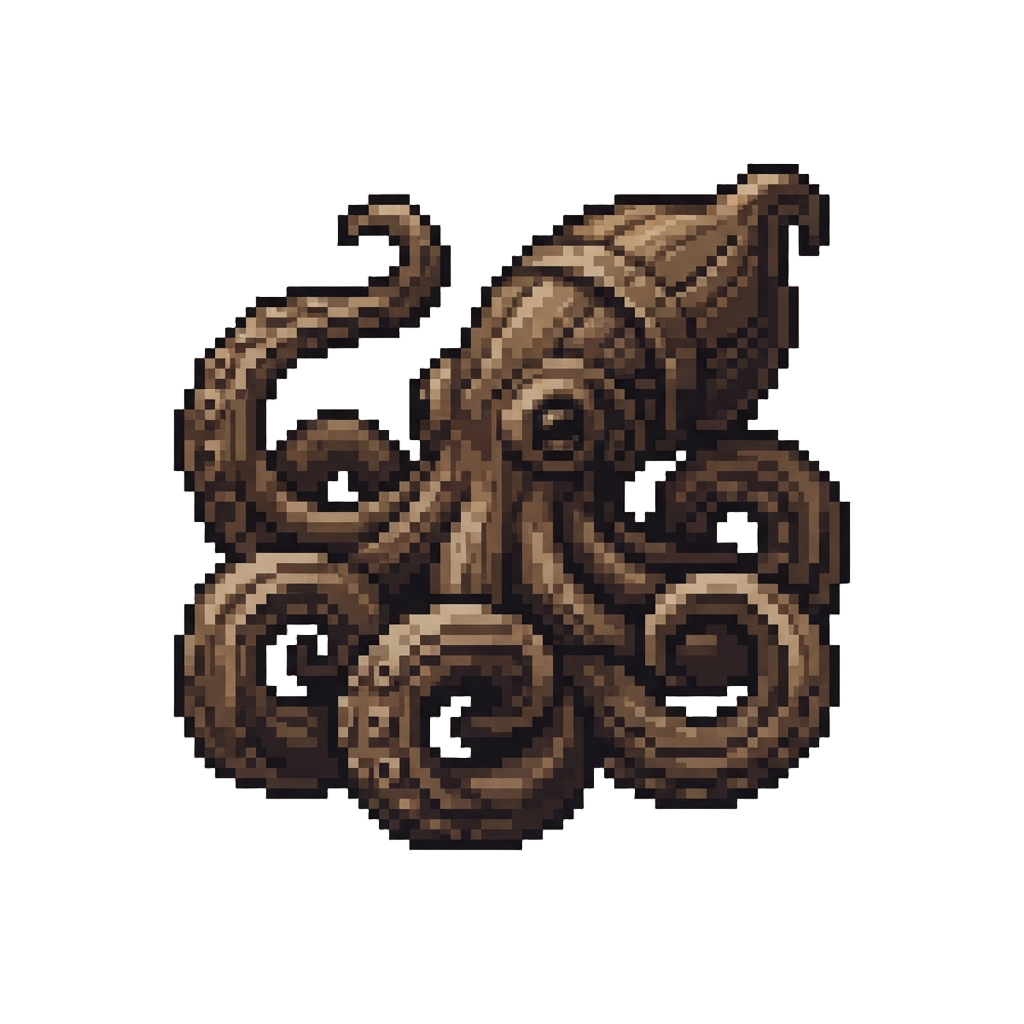 A Giant Wooden Kraken with Massive Coiling Tentacles