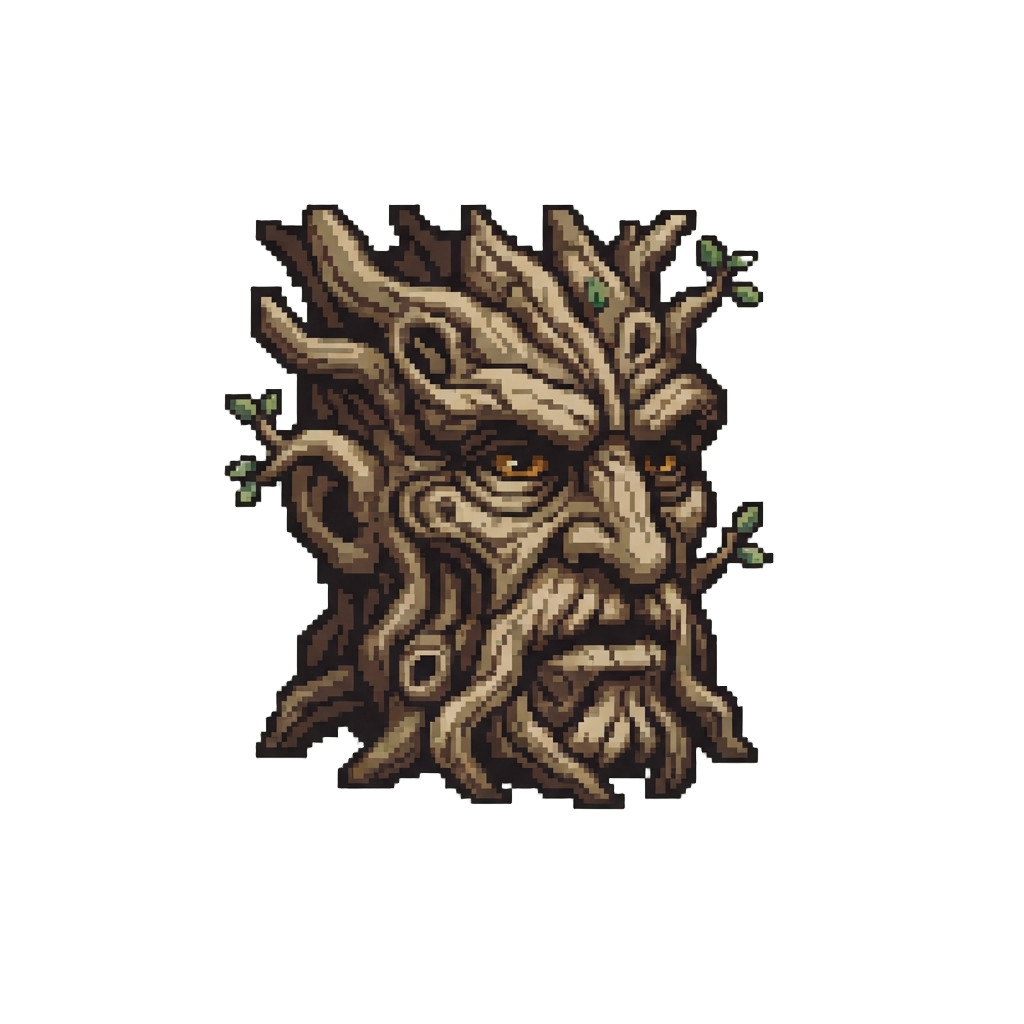 A Colossal Ent Face Woven From Twisted Roots and Bark
