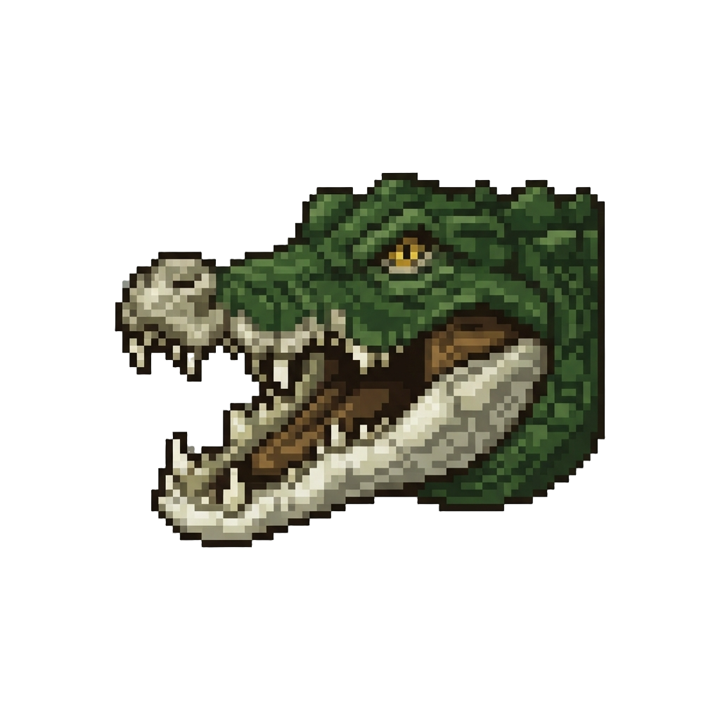 A Colossal Snapping Crocodile Head with Huge Toothy Jaws
