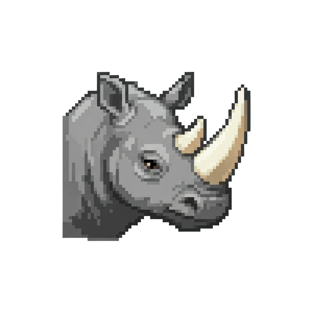 A Colossal Rhino Head with a Massive Projecting Horn