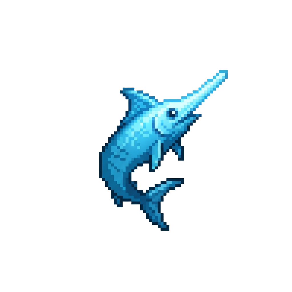 A Glowing Blue Swordfish