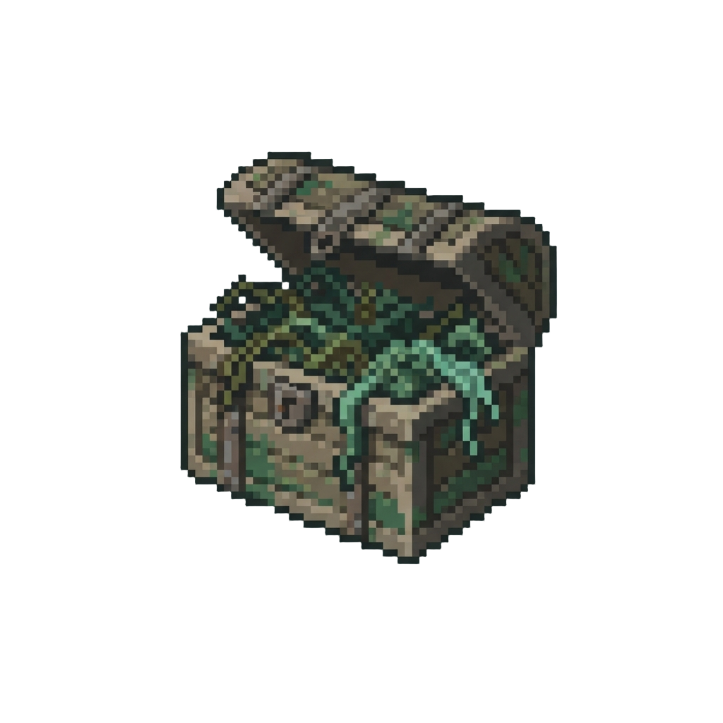 A Waterlogged Treasure Chest Filled with Seaweed