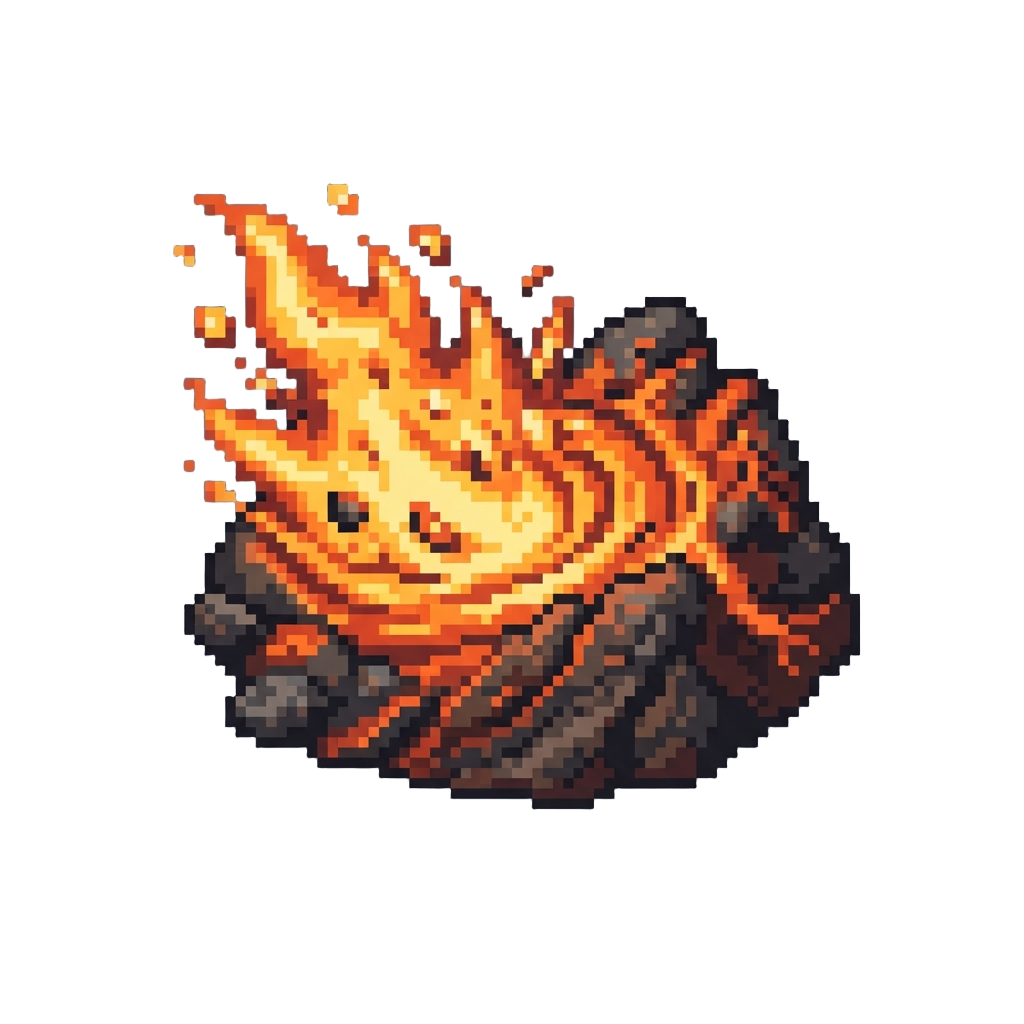 A Pixelated Firestorm Crater Wave