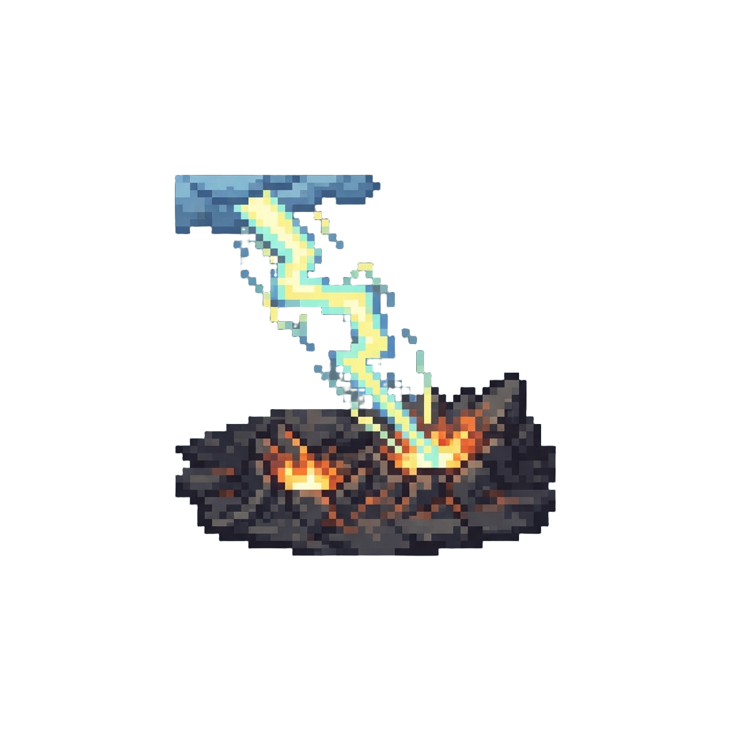 A Giant Electric Lightning Strike Leaving Glowing Plasma Craters
