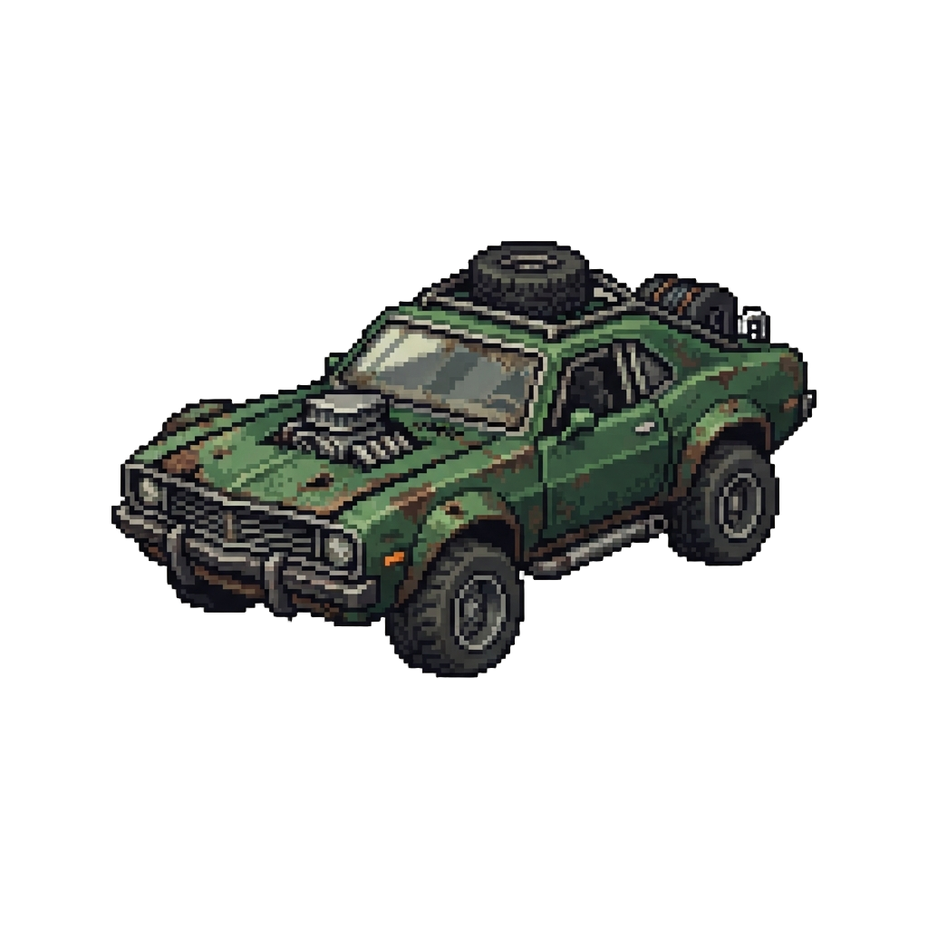 The Rugged Green Roadkill Muscle Car
