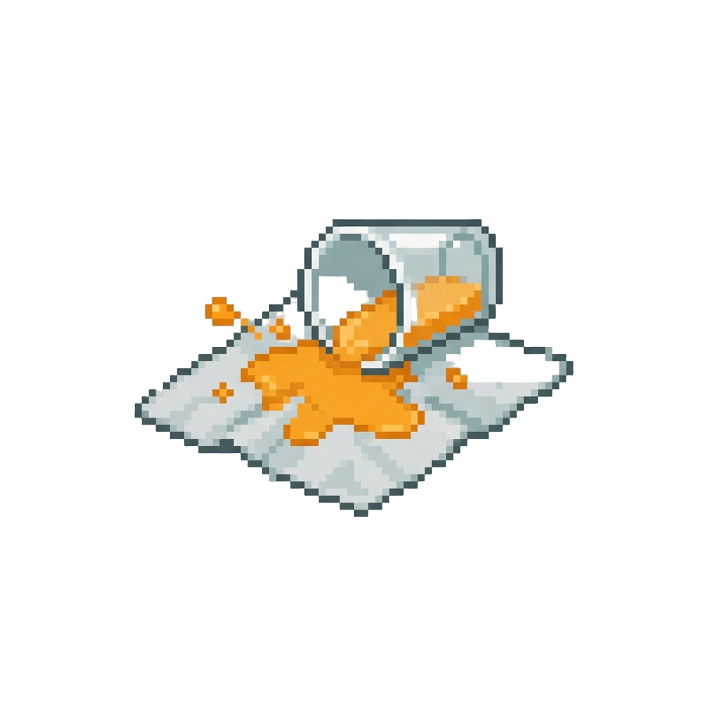 A Spilled Glass of Orange Juice Soaking the Napkin