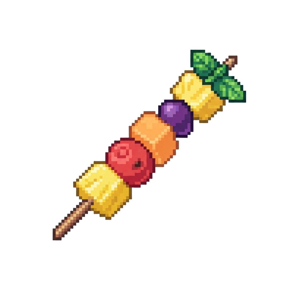 A Chilled Tropical Fruit Skewer with Mint