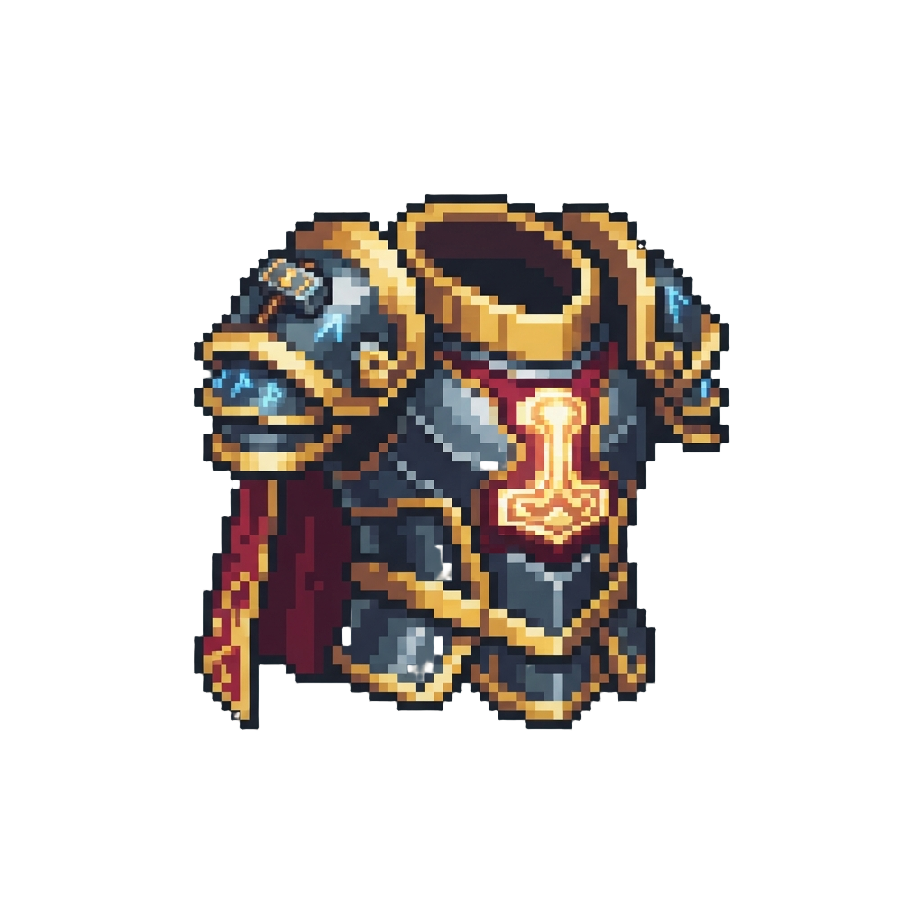 Sacred Dawn Herald Thor Armor Infused with @image1's Iconic Color Scheme