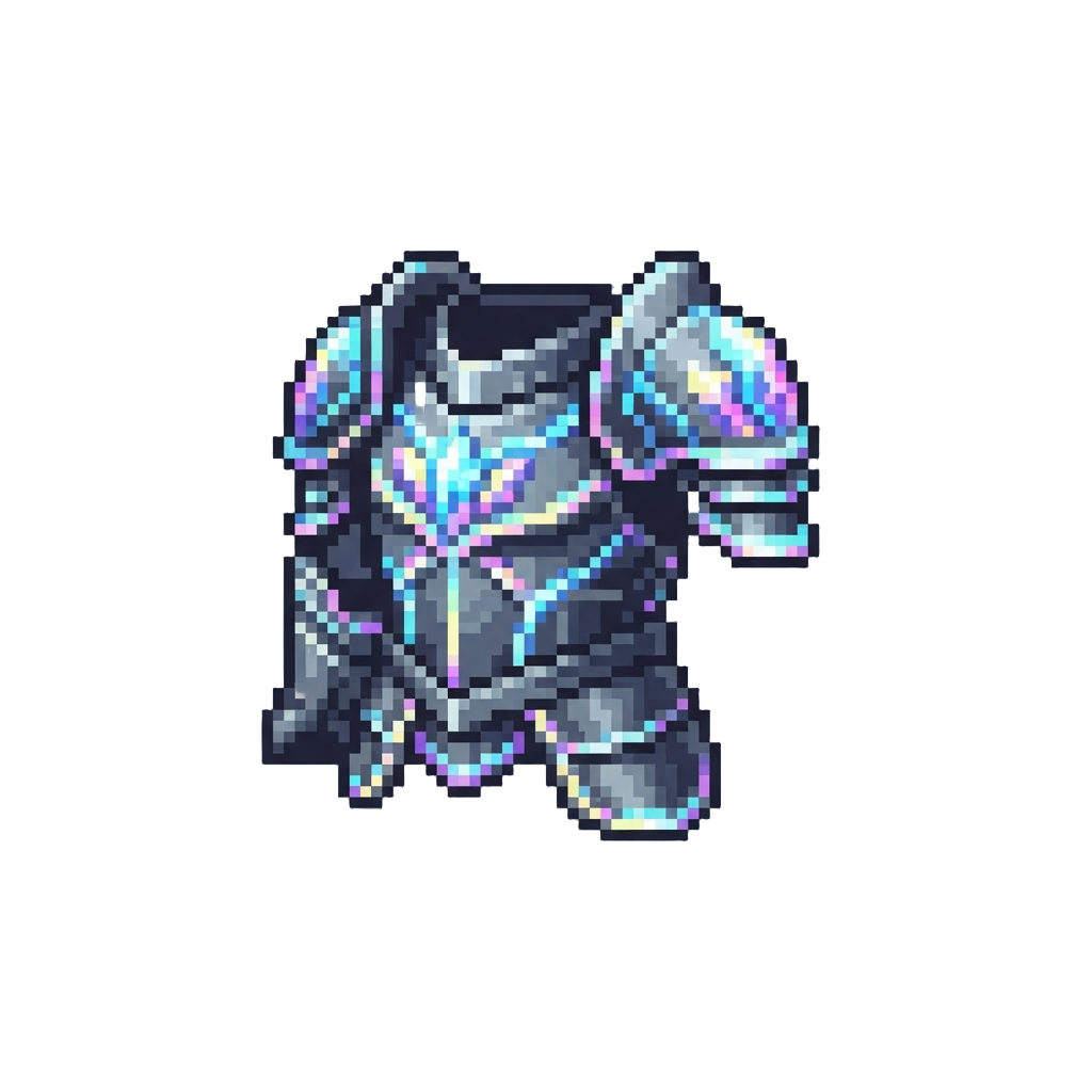 Glowing Bifrost-infused Crystal Plate Armor Styled Around @image1's Visual Identity