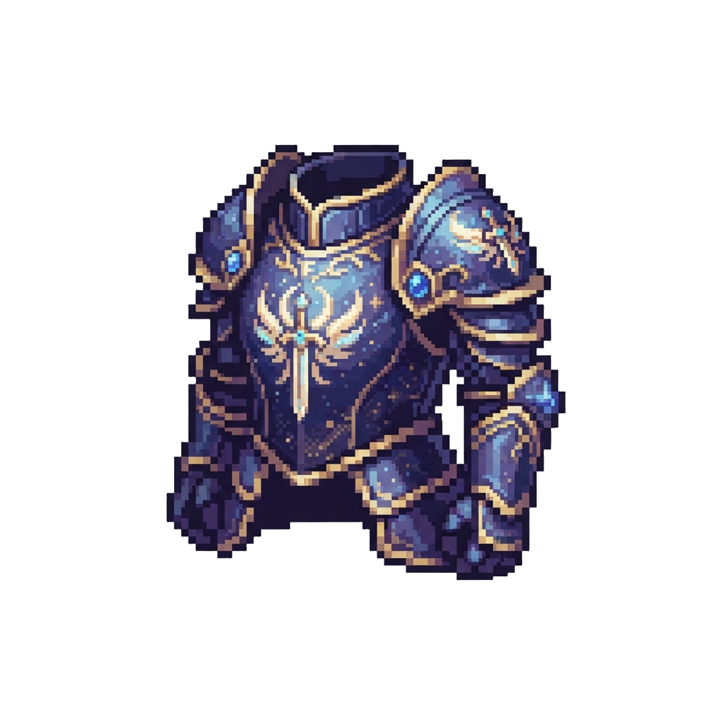 Starlight-woven Divine Plate Armor Customized with @image1's Unique Emblems