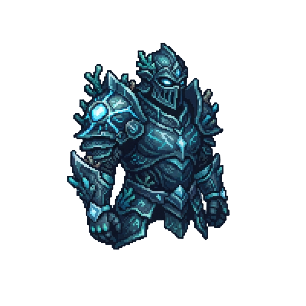 Deep-ocean Abyssal Storm Armor Merged with @image1's Distinct Aesthetic