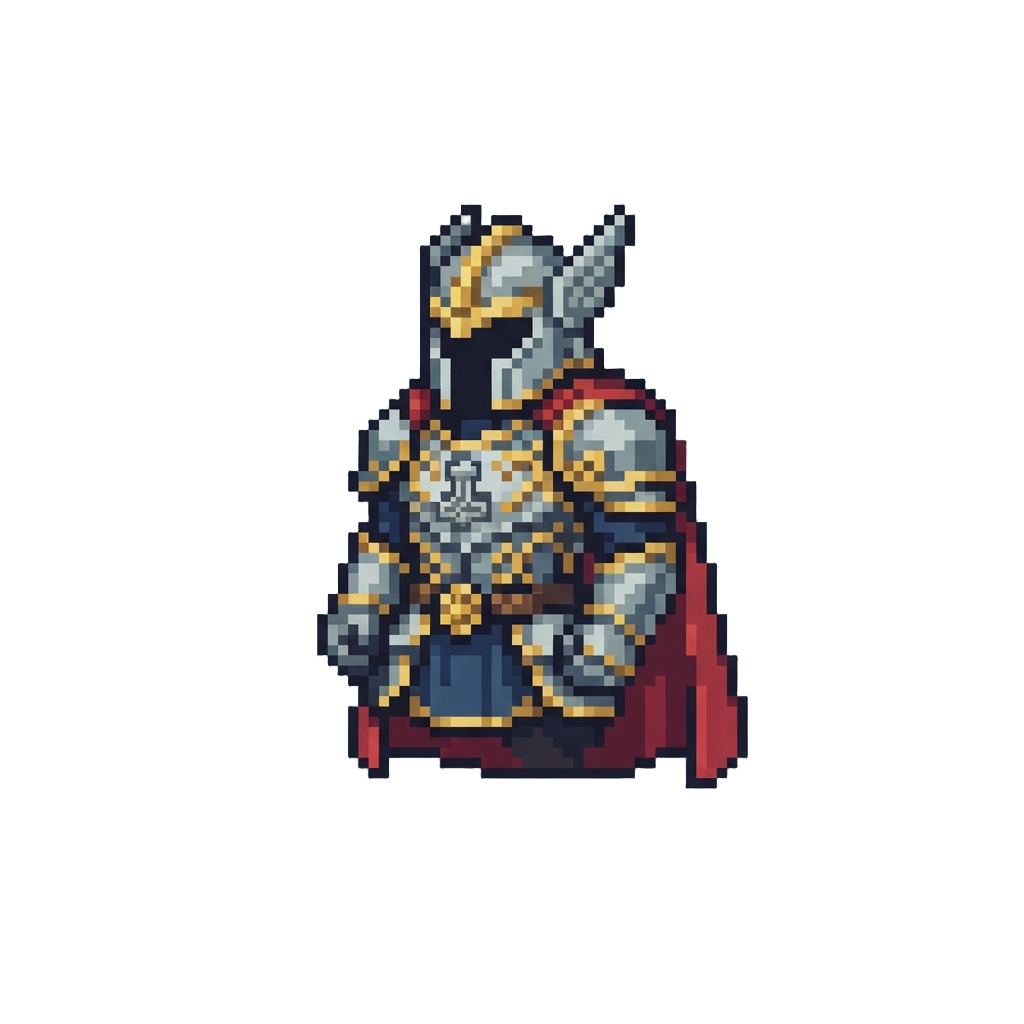 Valiant Hero Silver-gilt Thor Armor Framed Around @image1's Costume Design