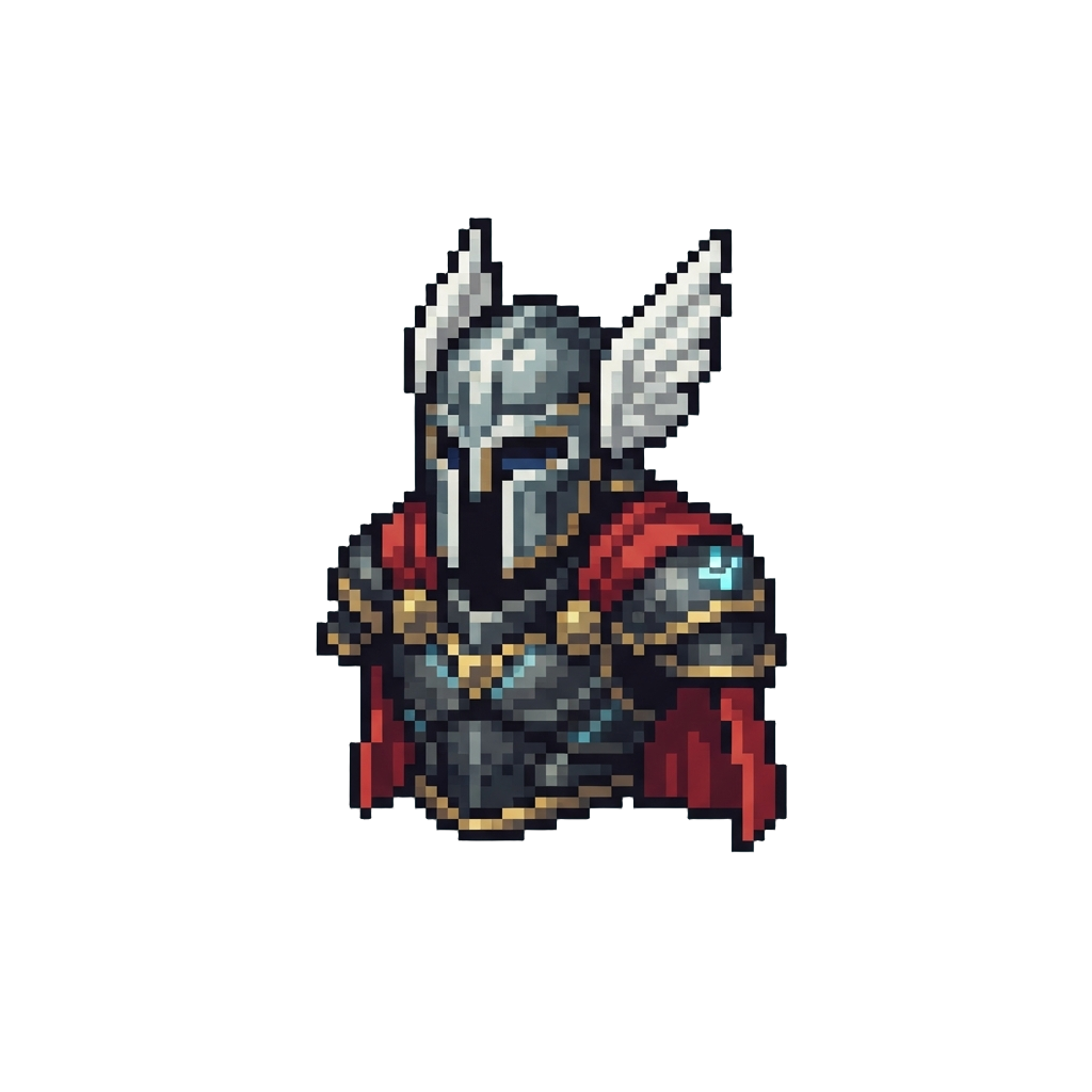 Classic Winged-helmet Steel Thor Armor Merged with @image1's Character Features