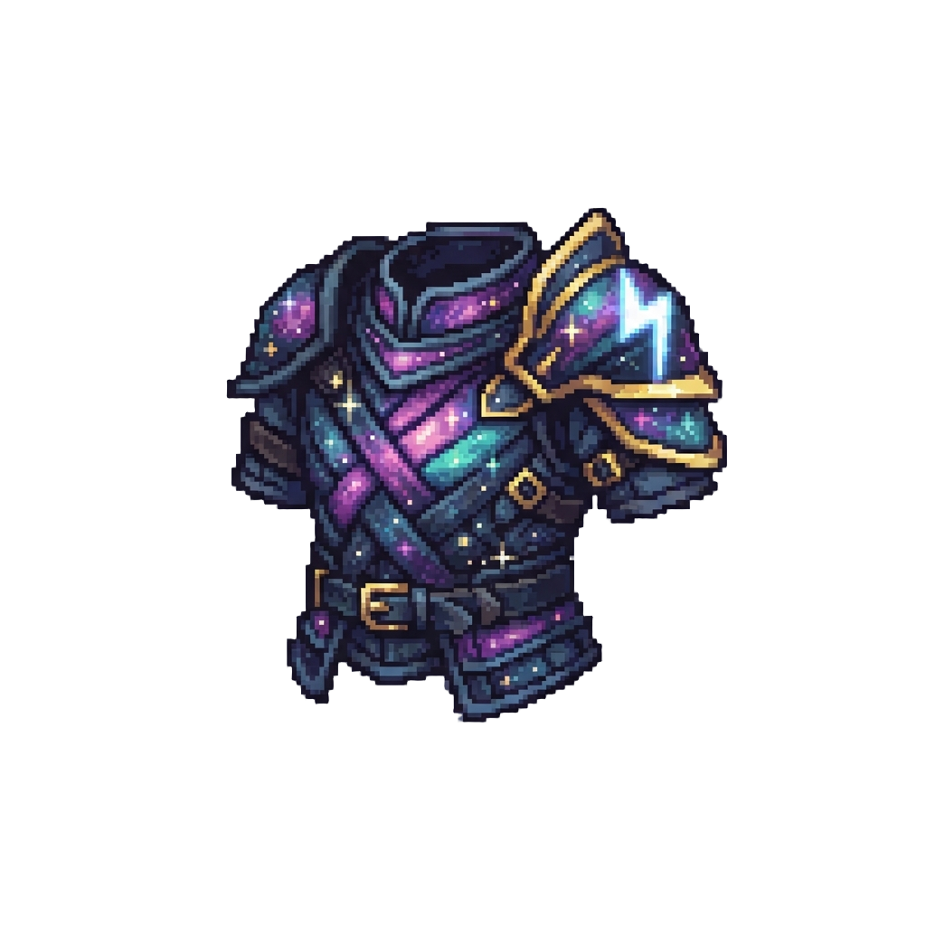 Nebula-tinted Starry Thunder Armor Woven Into @image1's Distinct Outfit