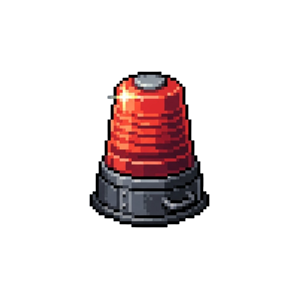 A Flickering Red Hazard Beacon Light