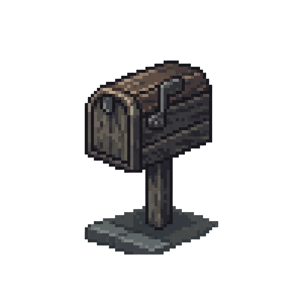 A Shadowy Wooden Mailbox at the Curb