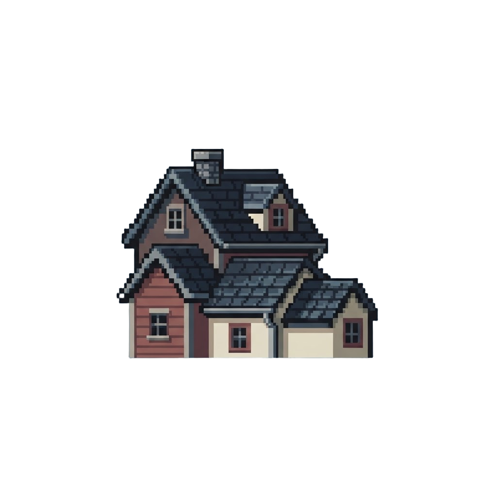 A Line of Dark Suburban Rooftops Against the Pitch Sky