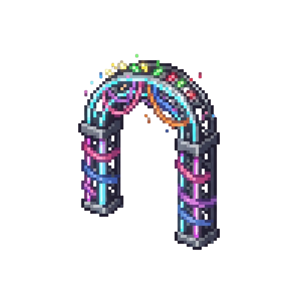 A Neon-lit Party Streamer Archway