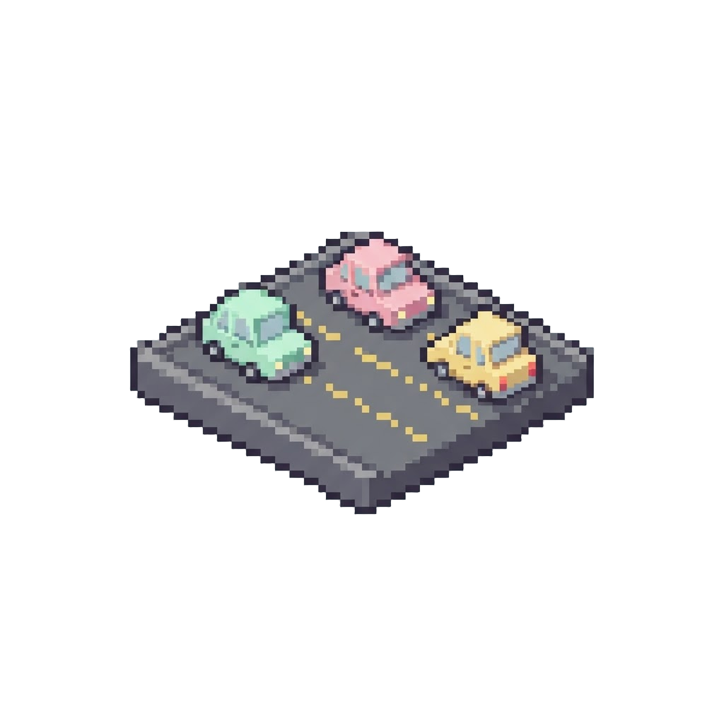 A Miniature Paved Road with Pastel Cars
