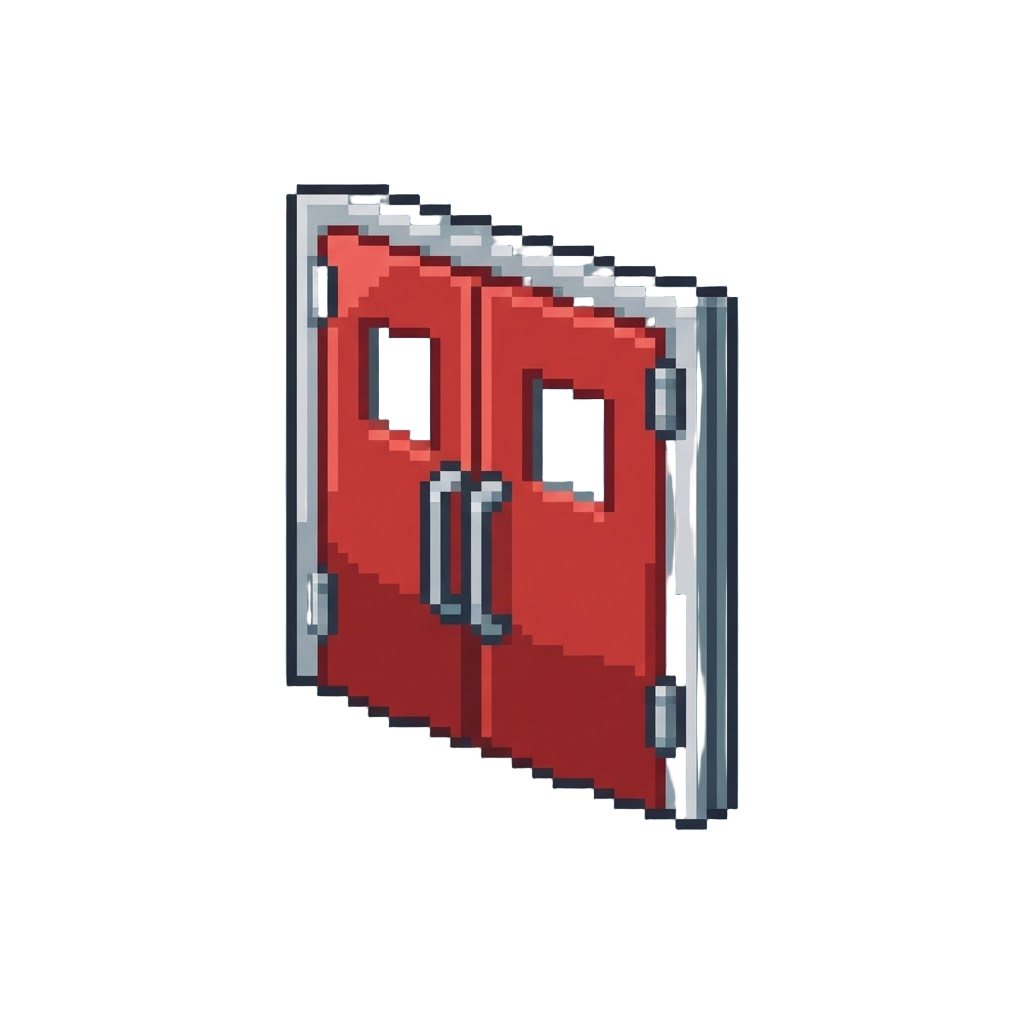 A Line of Swinging Emergency Doors