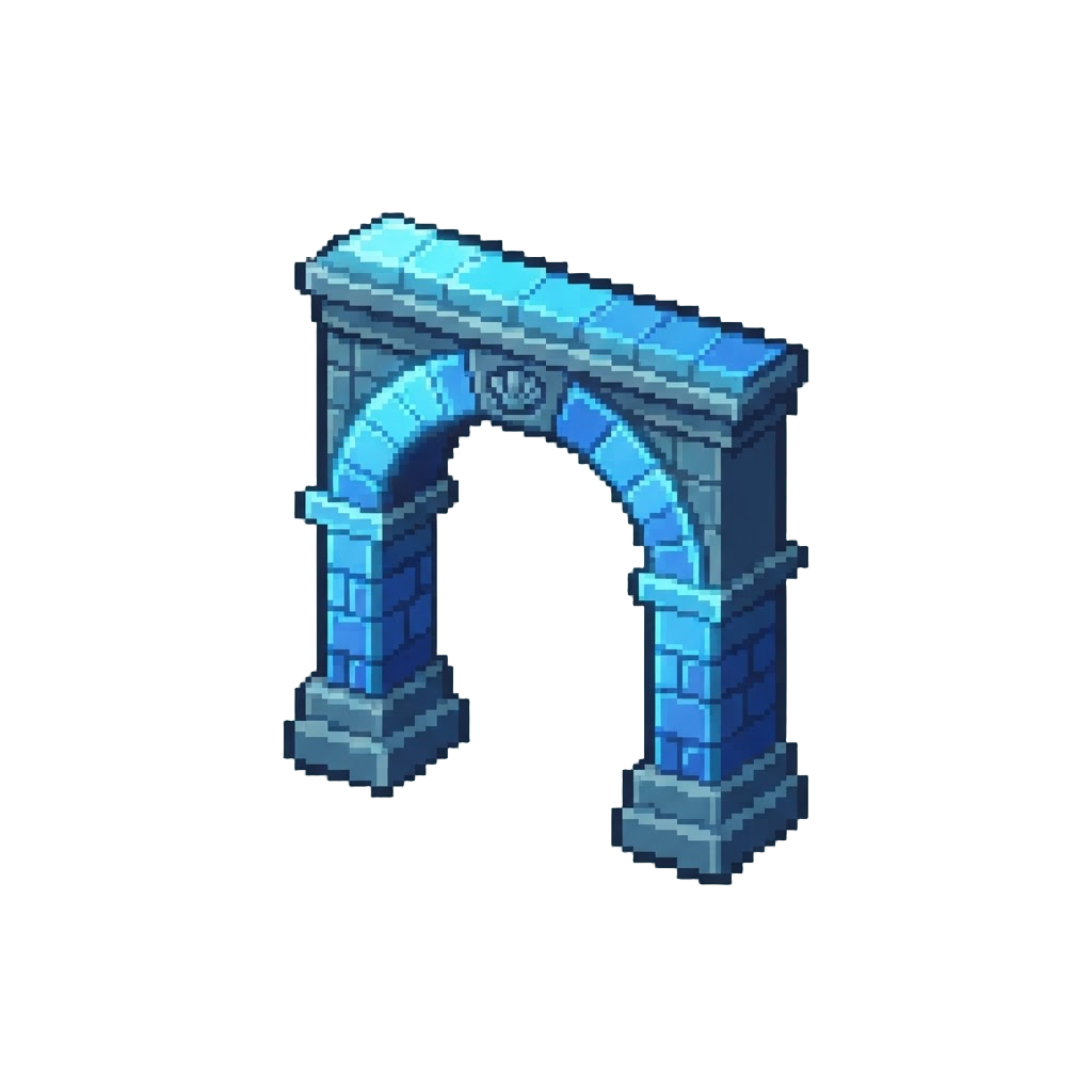A Luminous Blue Tiled Underwater Archway