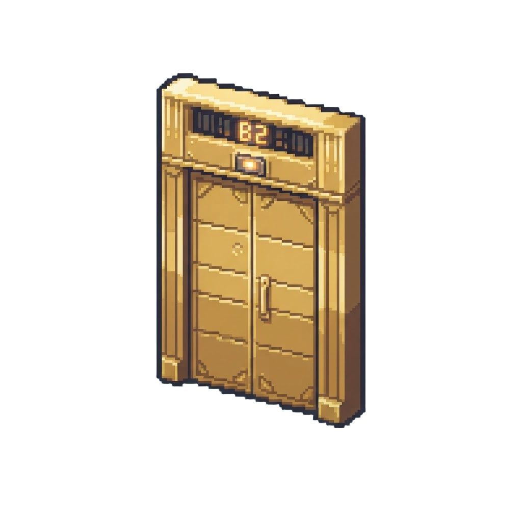 A Gold Elevator Door with Floor Indicator