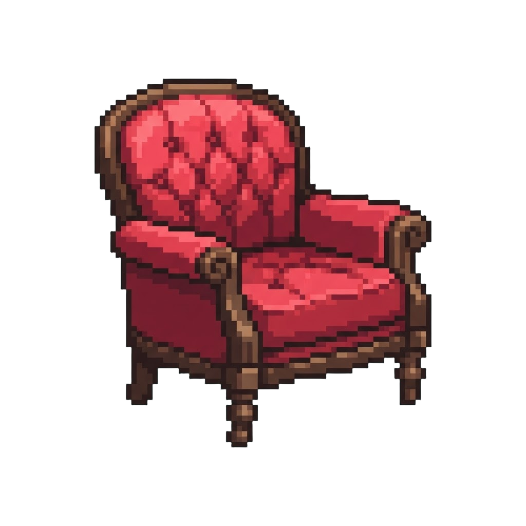 A Plush Red Velvet Armchair