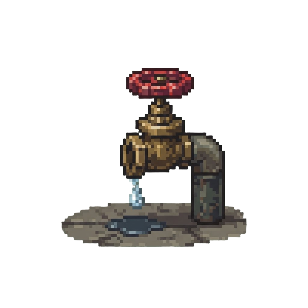 A Leaking Valve Dripping Onto the Floor